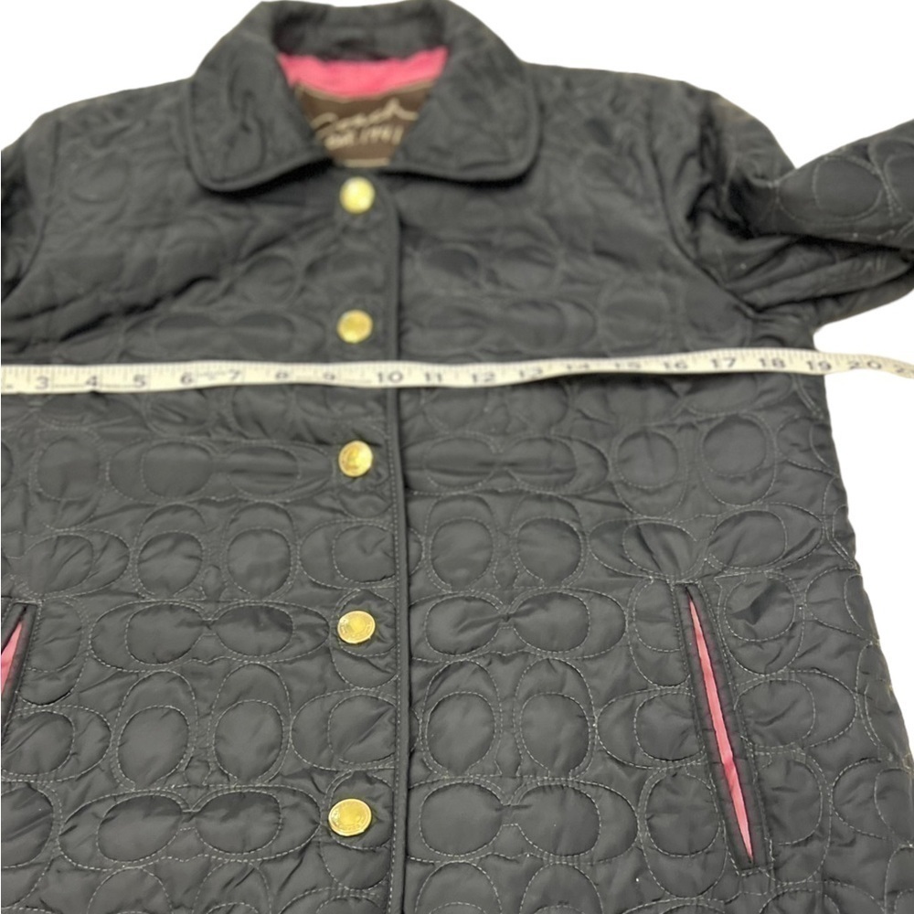 COACH Signature "C" Quilted Logo Snap Front Jacket Coat Women XS - Picture 7 of 13